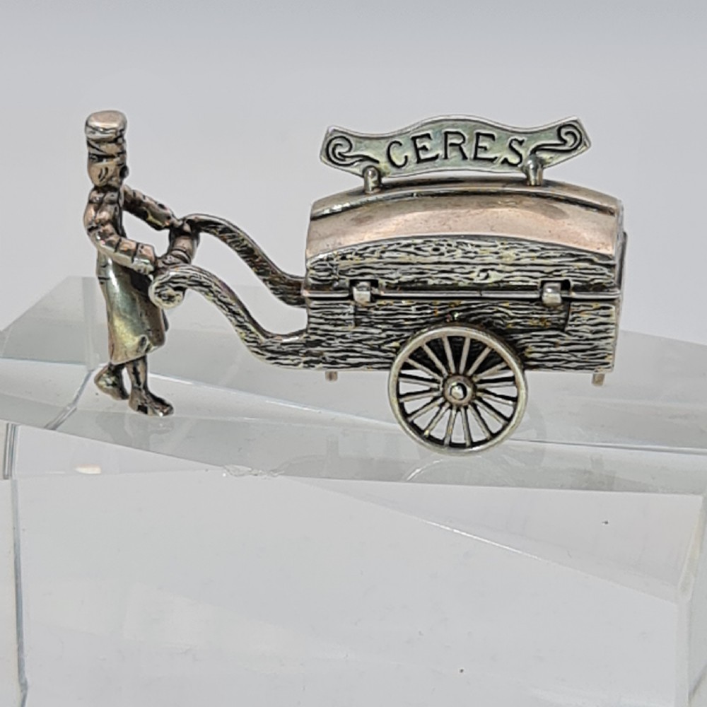 Fabulous Vintage Dutch Solid Silver Bakers Cart and Baker c1920s