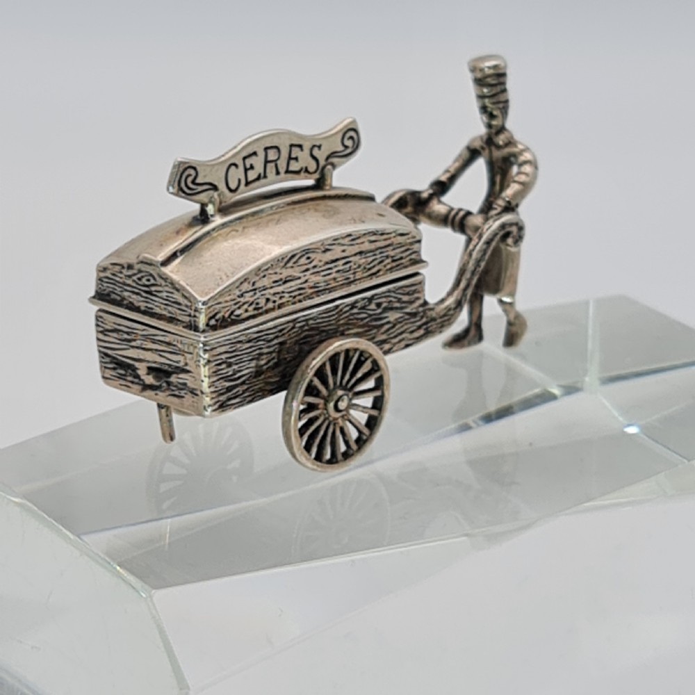 Fabulous Vintage Dutch Solid Silver Bakers Cart and Baker c1920s View III