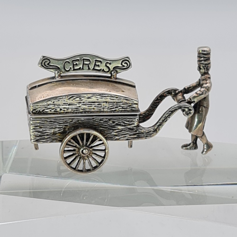 Fabulous Vintage Dutch Solid Silver Bakers Cart and Baker c1920s View IV