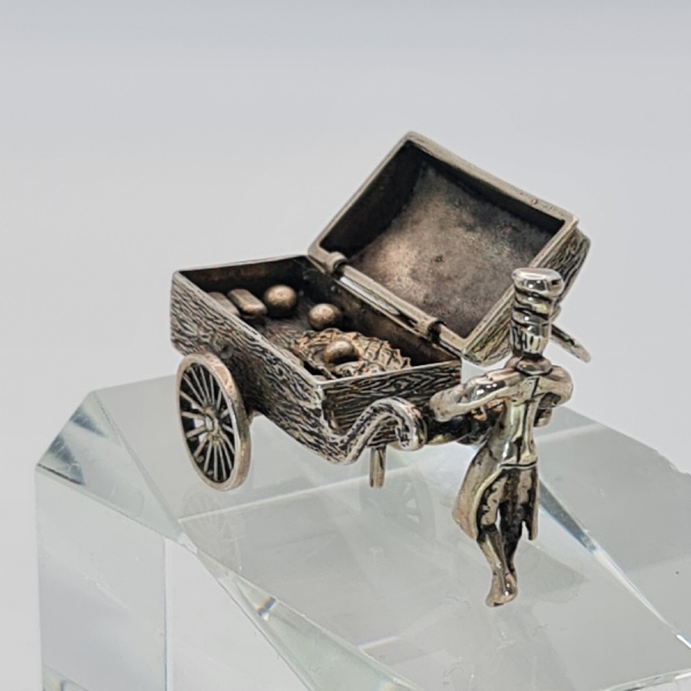 Fabulous Vintage Dutch Solid Silver Bakers Cart and Baker c1920s View VI