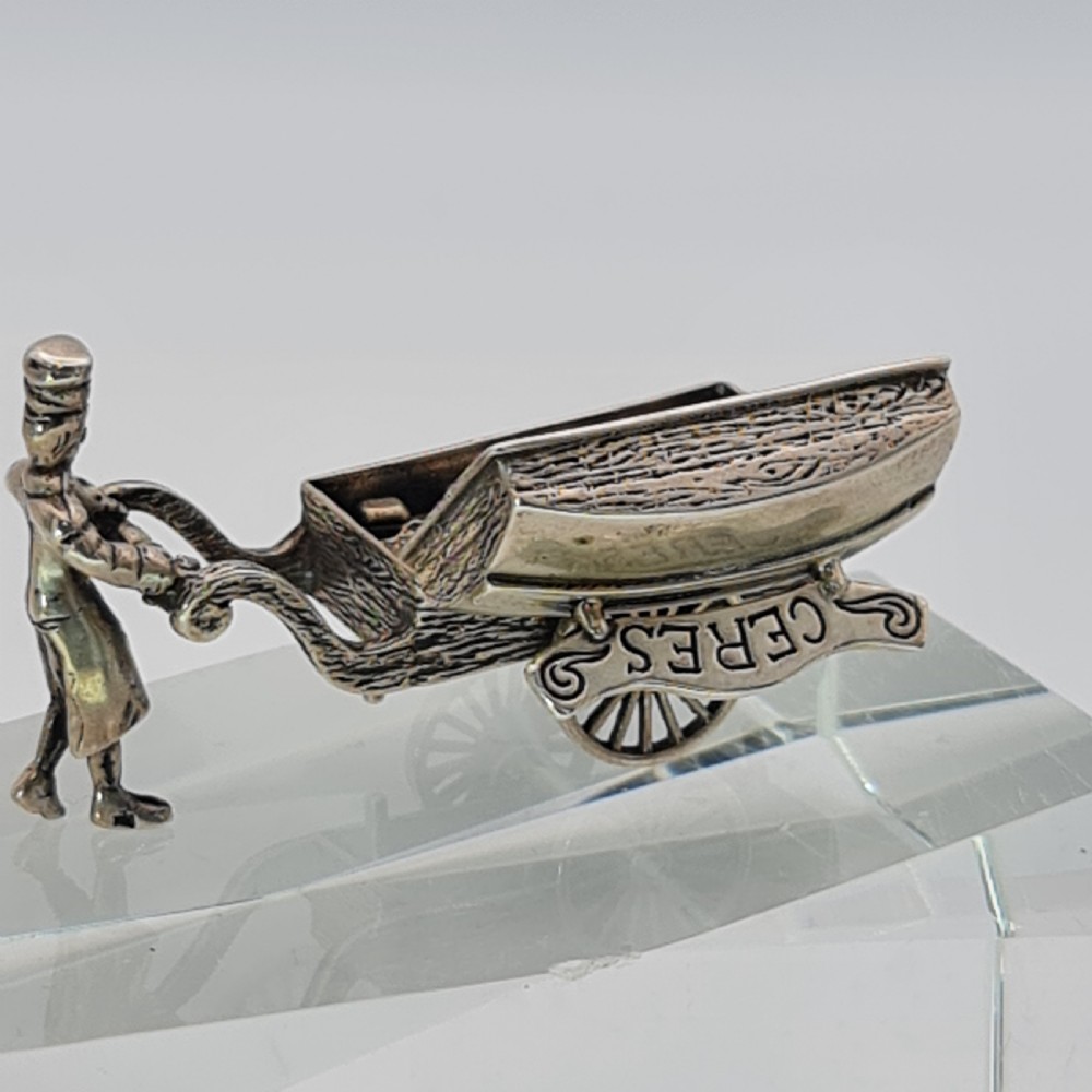Fabulous Vintage Dutch Solid Silver Bakers Cart and Baker c1920s View VIII