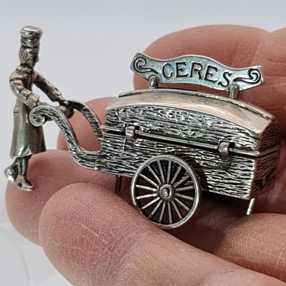 Fabulous Vintage Dutch Solid Silver Bakers Cart and Baker c1920s View XII