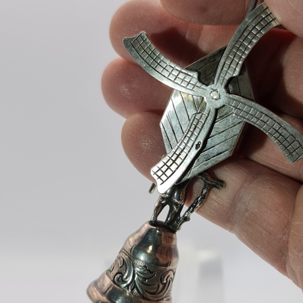 Fine Antique Dutch Silver Miniature Windmill Candle Snuffer Mid 19thc View VIII