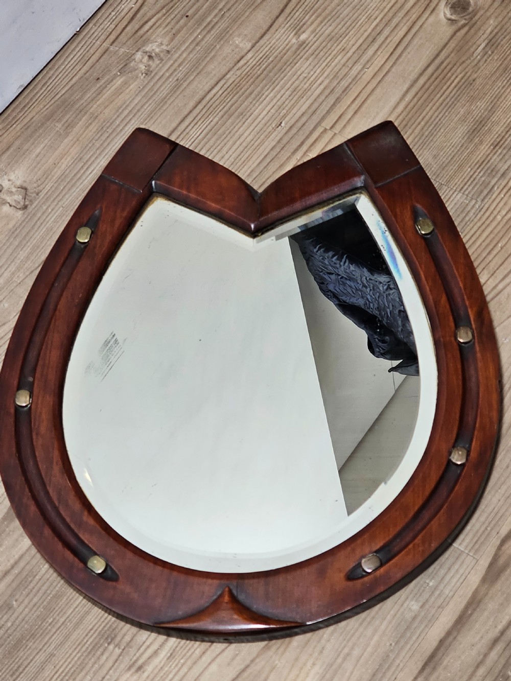 Fabulous Antique Horseshoe Shaped Mirror View X