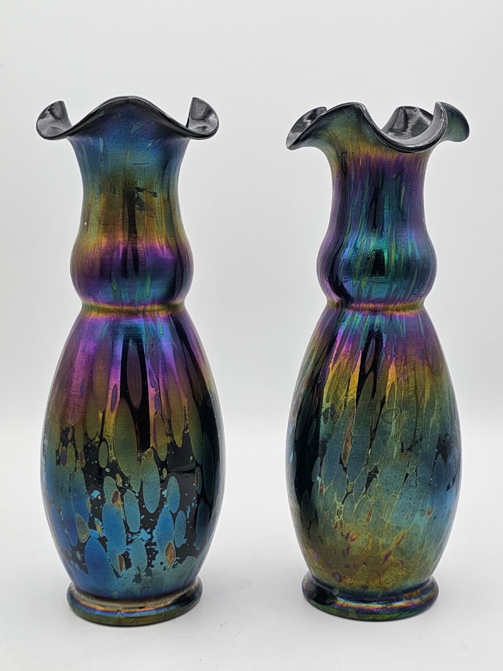 Super Antique Loetz Style Iridescent Vases c1920
