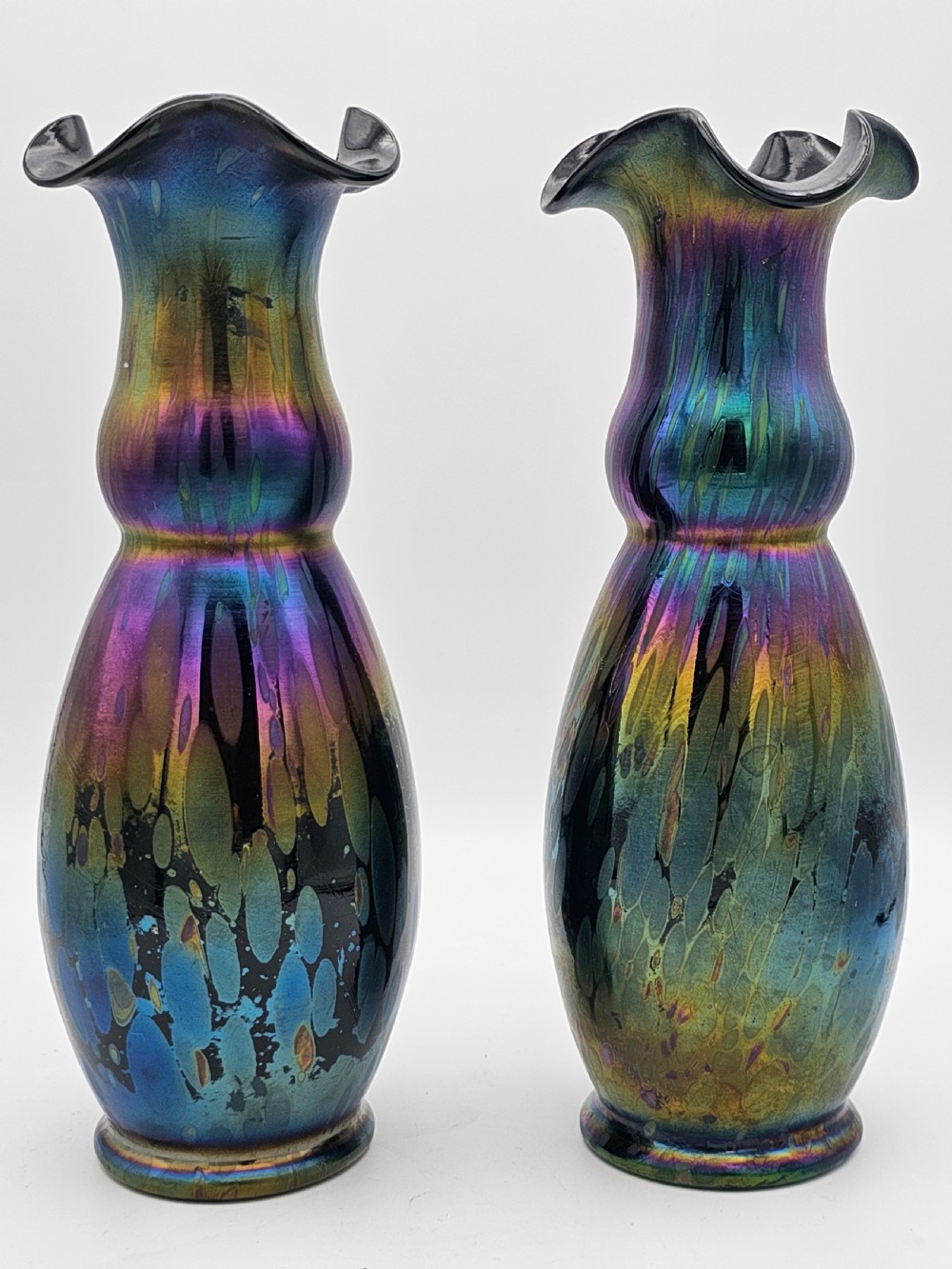Super Antique Loetz Style Iridescent Vases c1920 View II