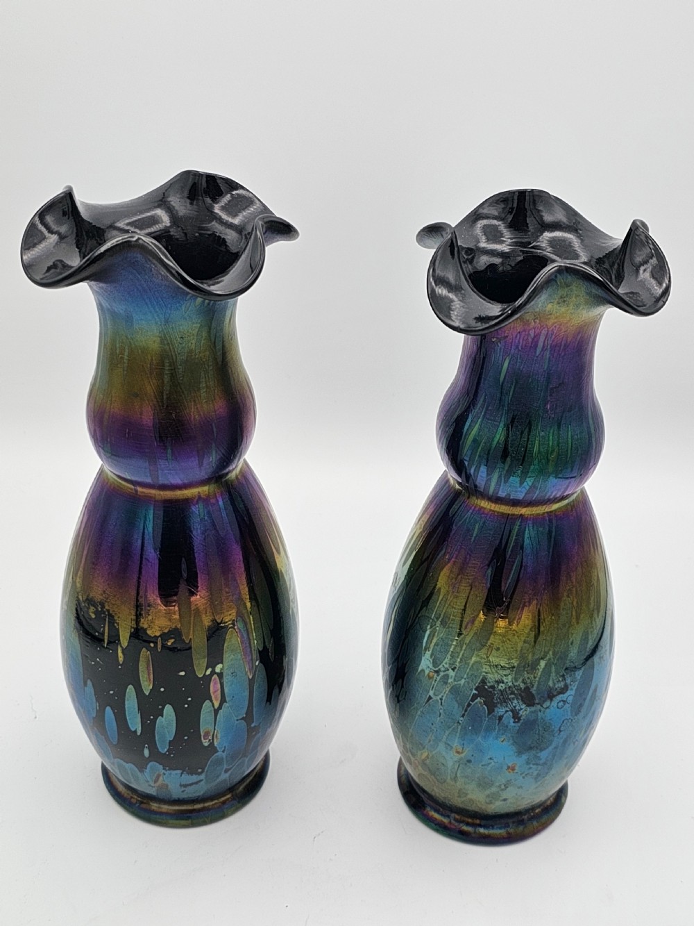 Super Antique Loetz Style Iridescent Vases c1920 View IV