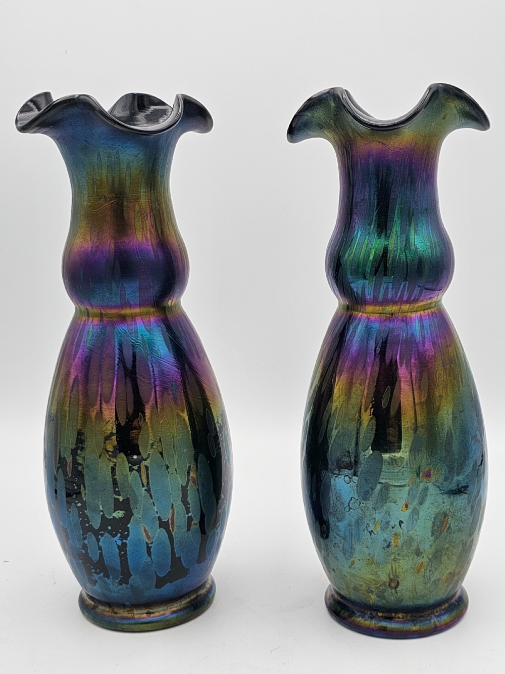 Super Antique Loetz Style Iridescent Vases c1920 View V