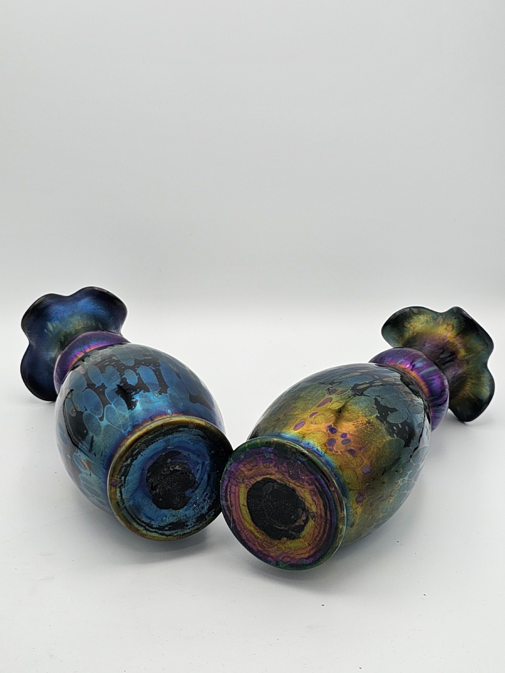 Super Antique Loetz Style Iridescent Vases c1920 View VII
