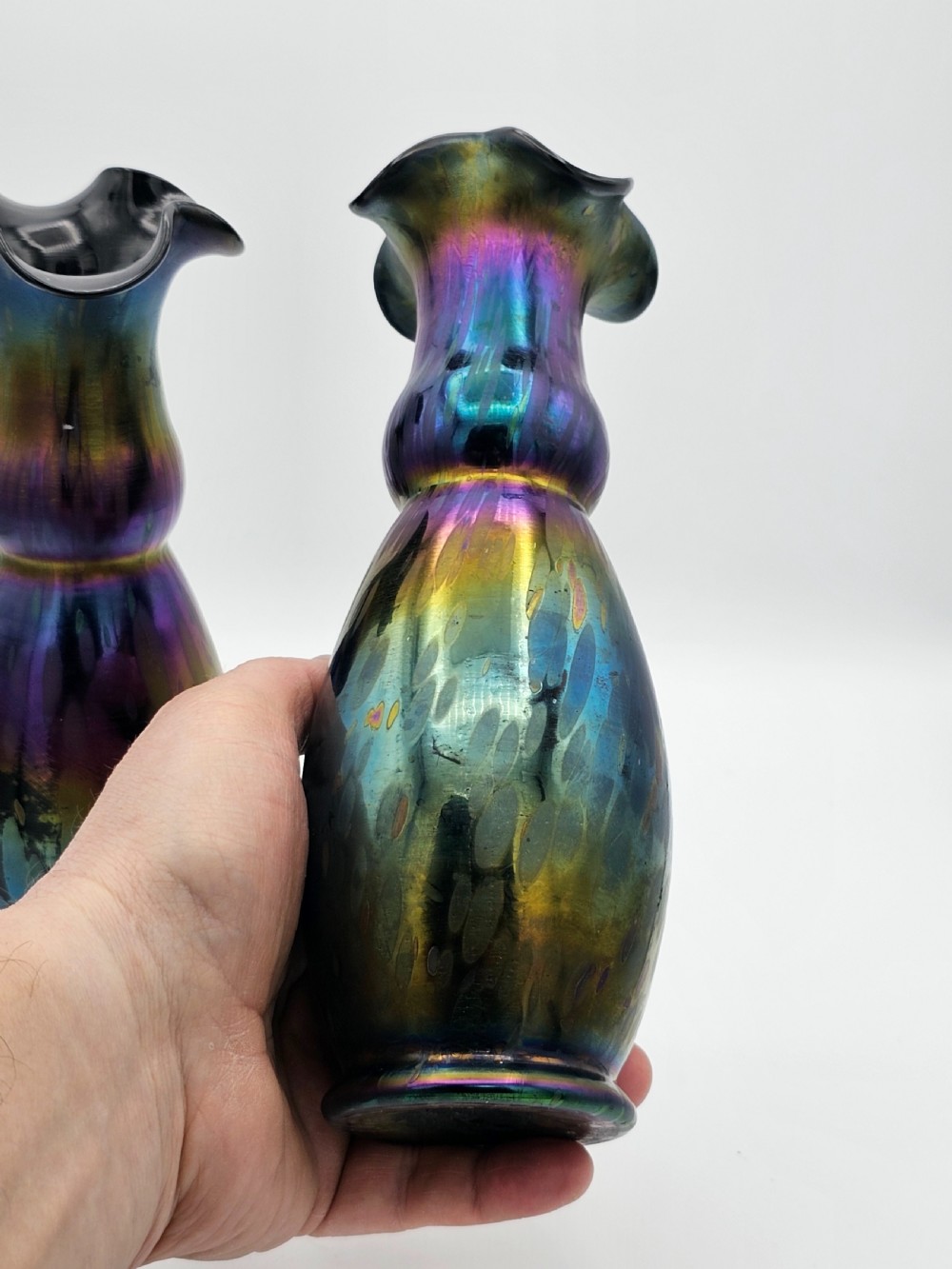 Super Antique Loetz Style Iridescent Vases c1920 View VIII