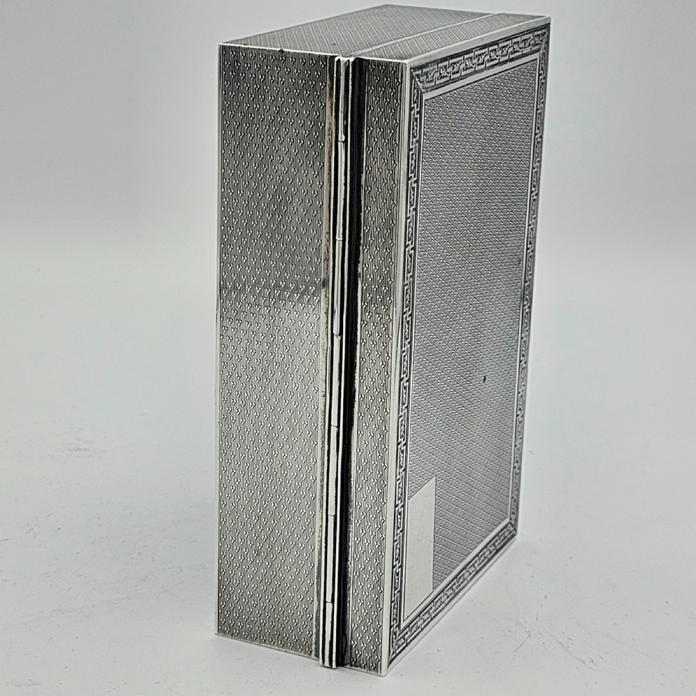 Silver Cigar or Cigarette Box c1929 - Hinged Lid and Engine Turned Border  View XI
