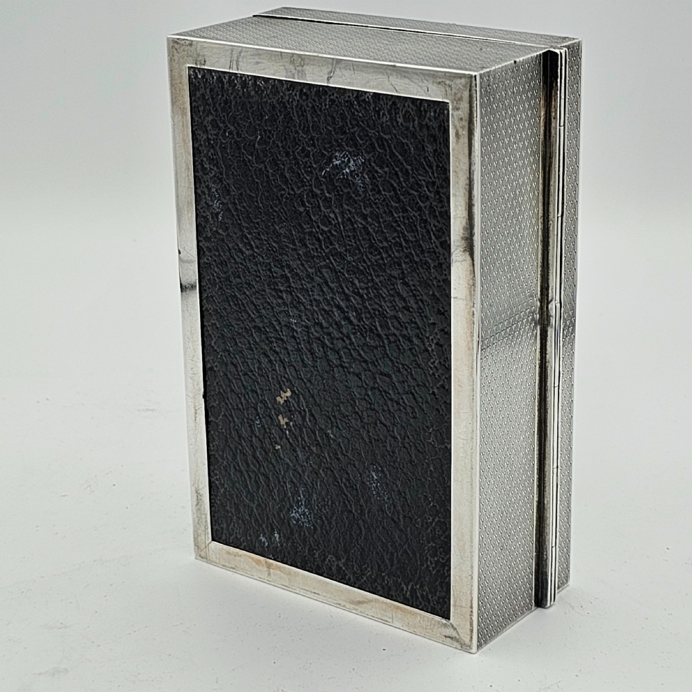Silver Cigar or Cigarette Box c1929 - Hinged Lid and Engine Turned Border  View XII