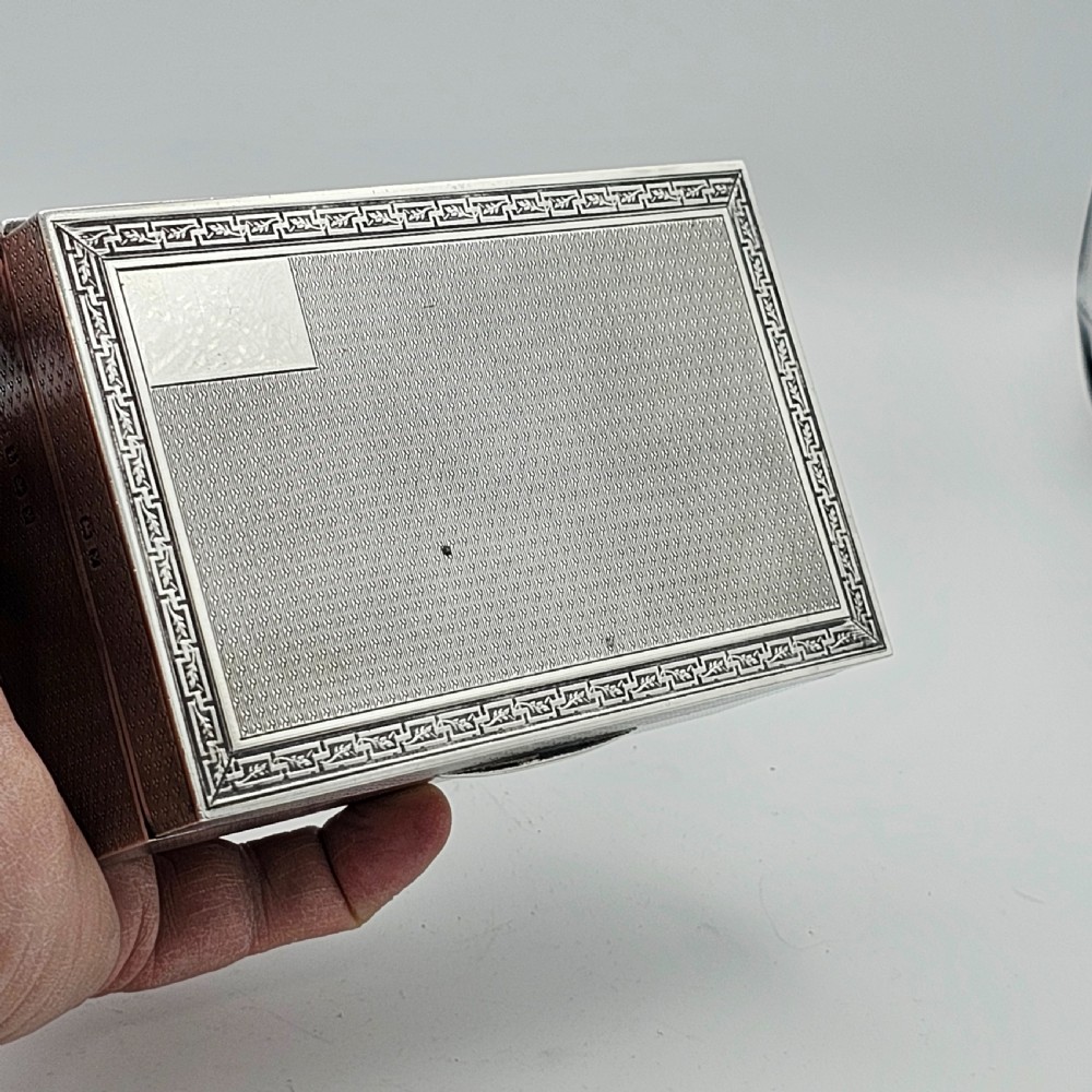 Silver Cigar or Cigarette Box c1929 - Hinged Lid and Engine Turned Border  View XIV