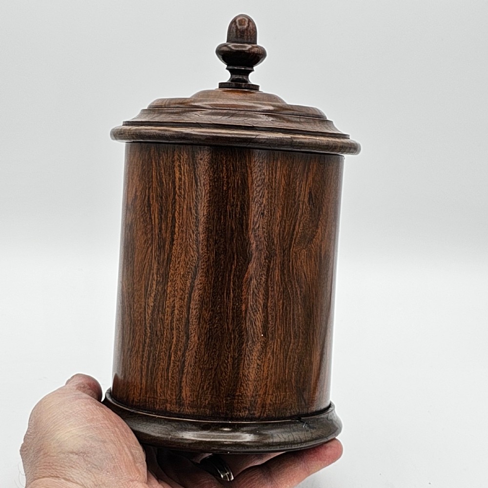 Handsome Circa 1870 English Walnut Tobacco Jar View V