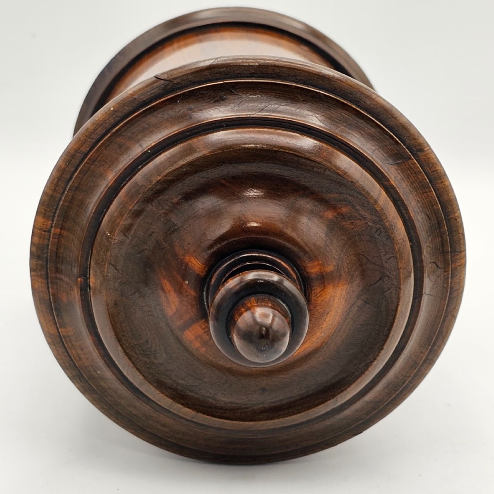 Handsome Circa 1870 English Walnut Tobacco Jar View XI