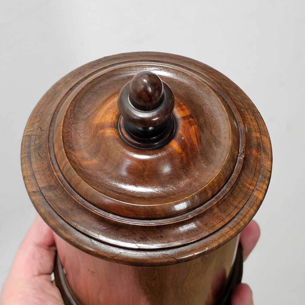 Handsome Circa 1870 English Walnut Tobacco Jar View XIII