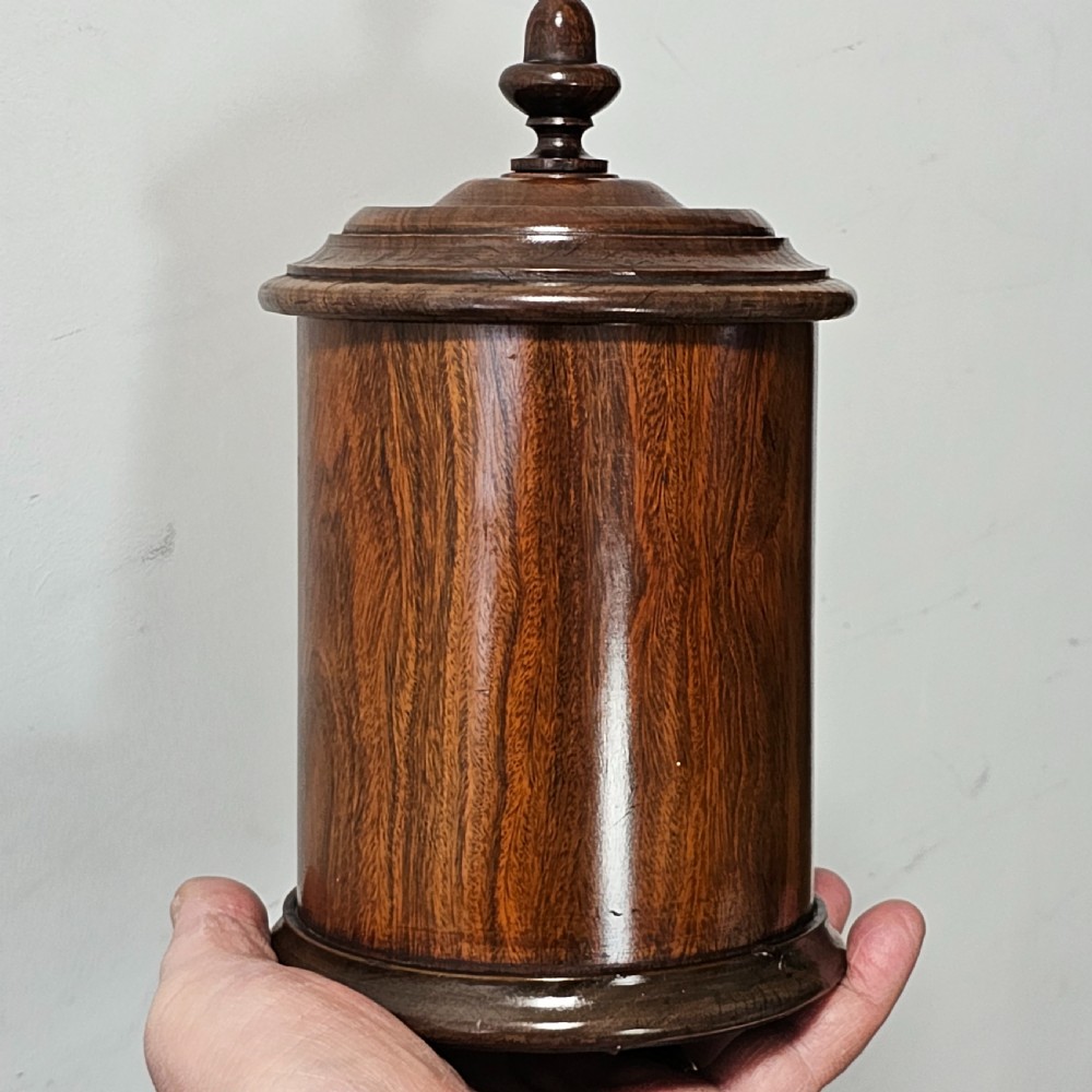 Handsome Circa 1870 English Walnut Tobacco Jar View XIV