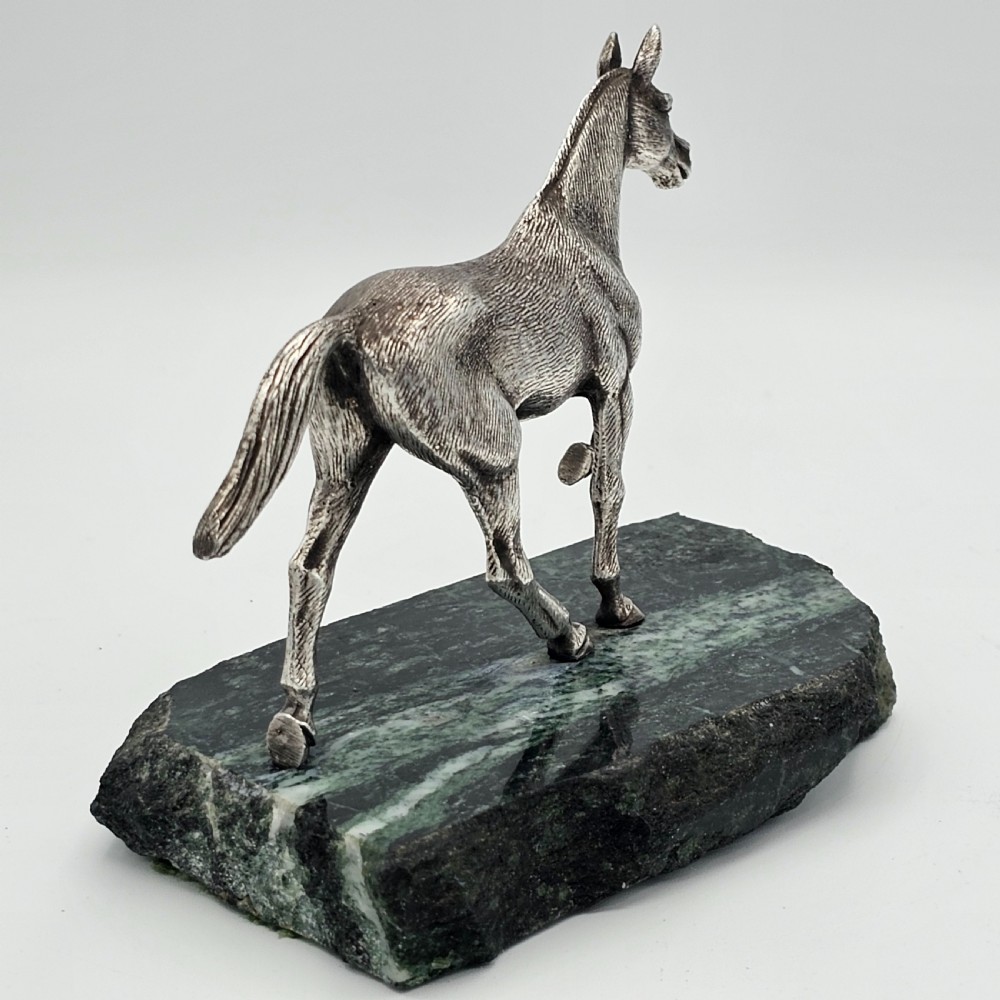 Beautiful Antique Silvered Sculpture of a Race Horse c1940s View III