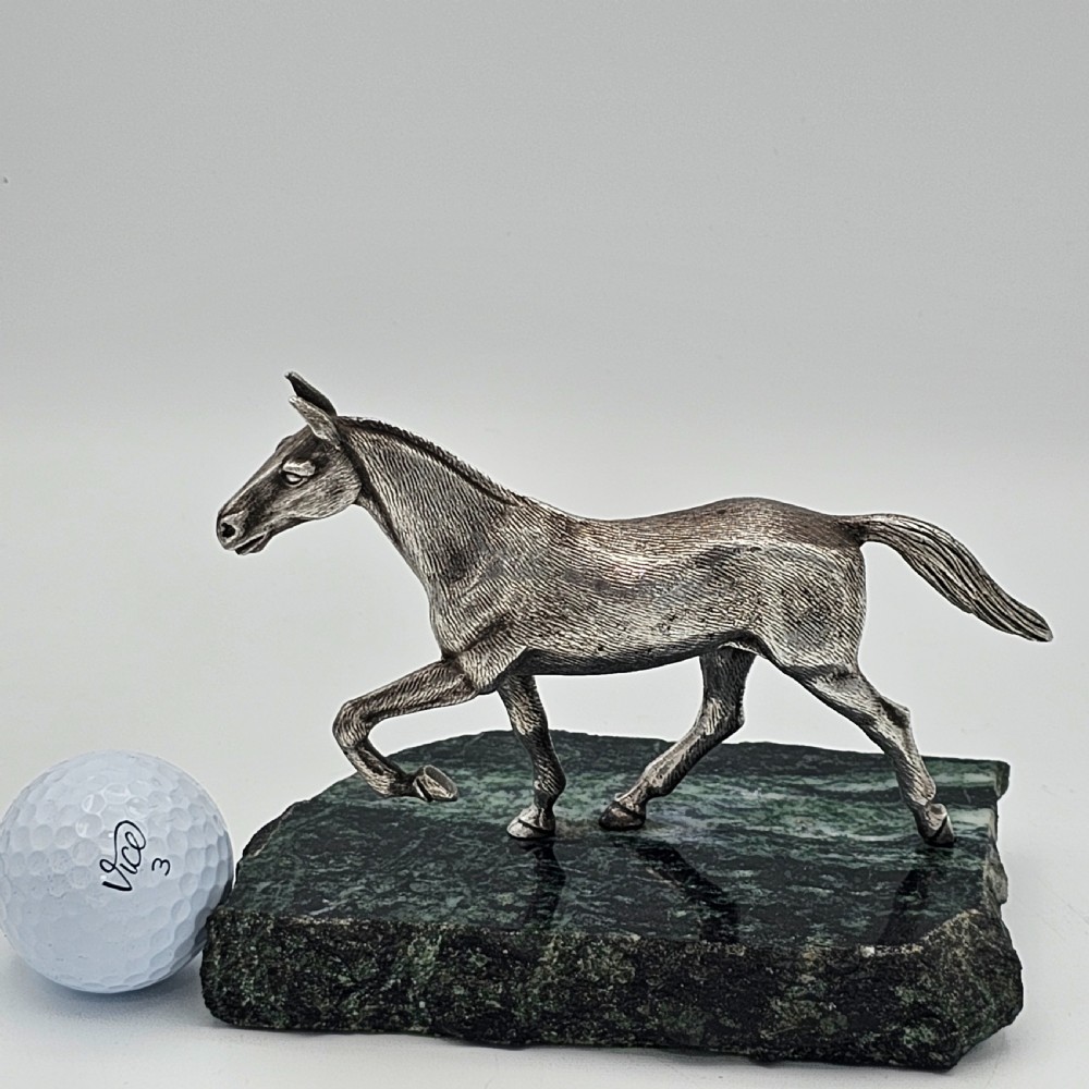 Beautiful Antique Silvered Sculpture of a Race Horse c1940s View VI