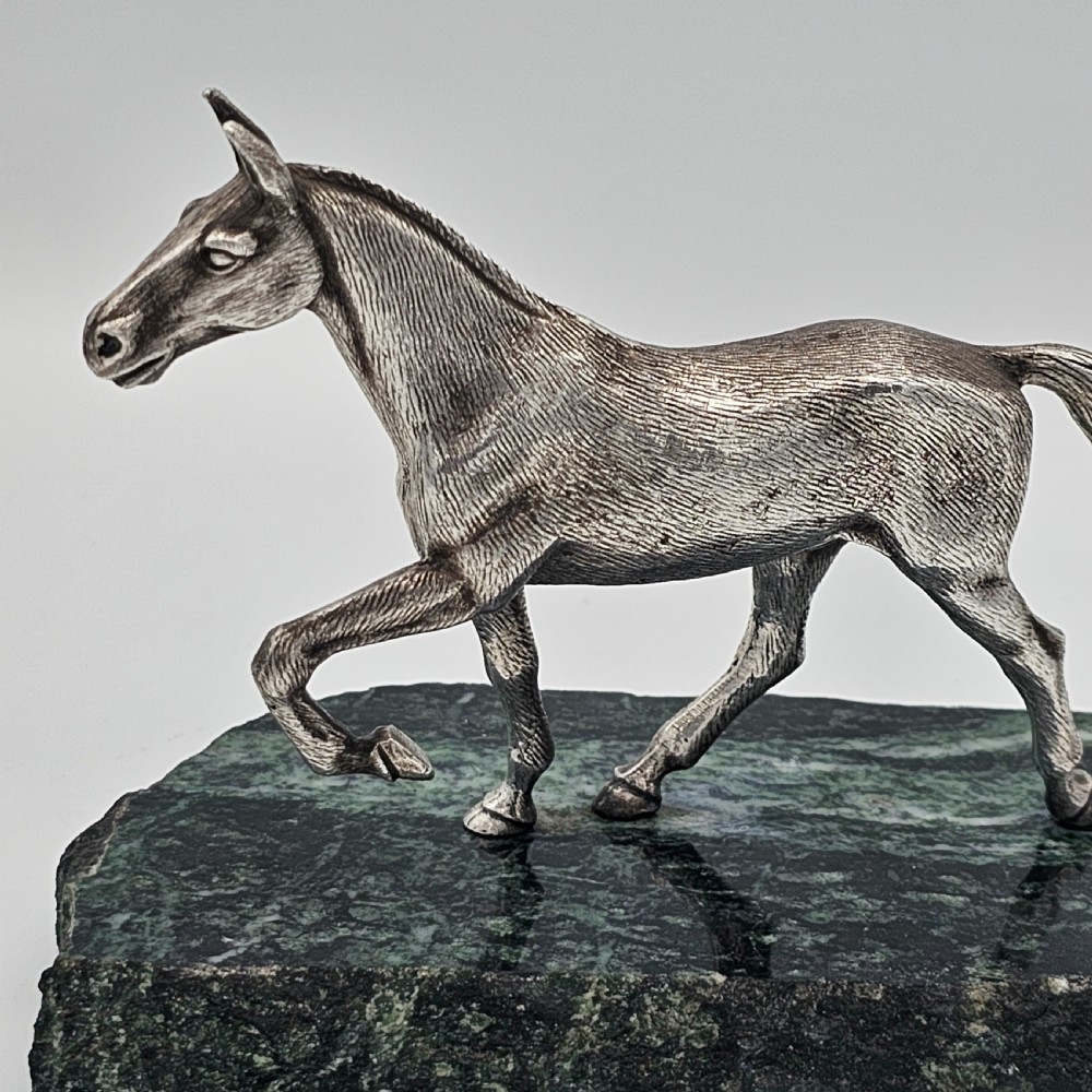 Beautiful Antique Silvered Sculpture of a Race Horse c1940s View VIII