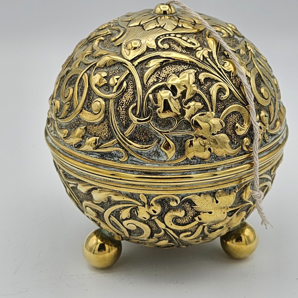 Antique Brass Ball String Holder c1880