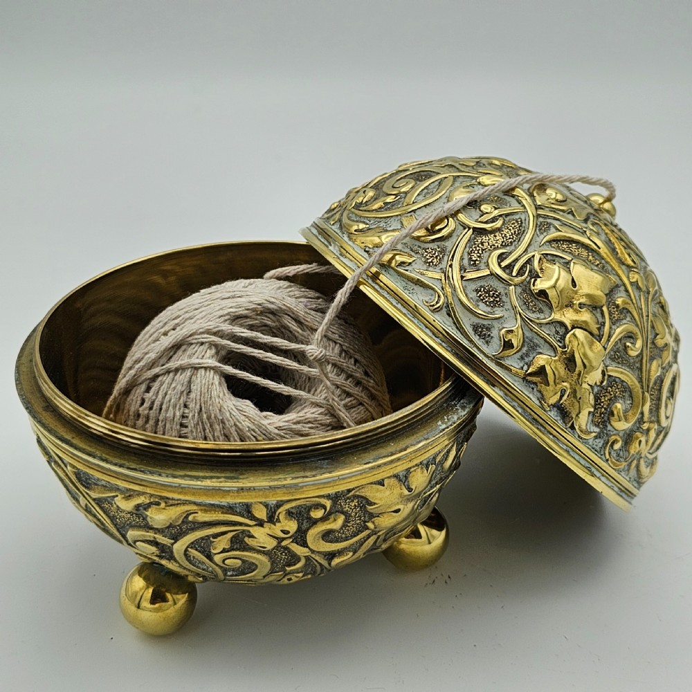 Antique Brass Ball String Holder c1880 View IV