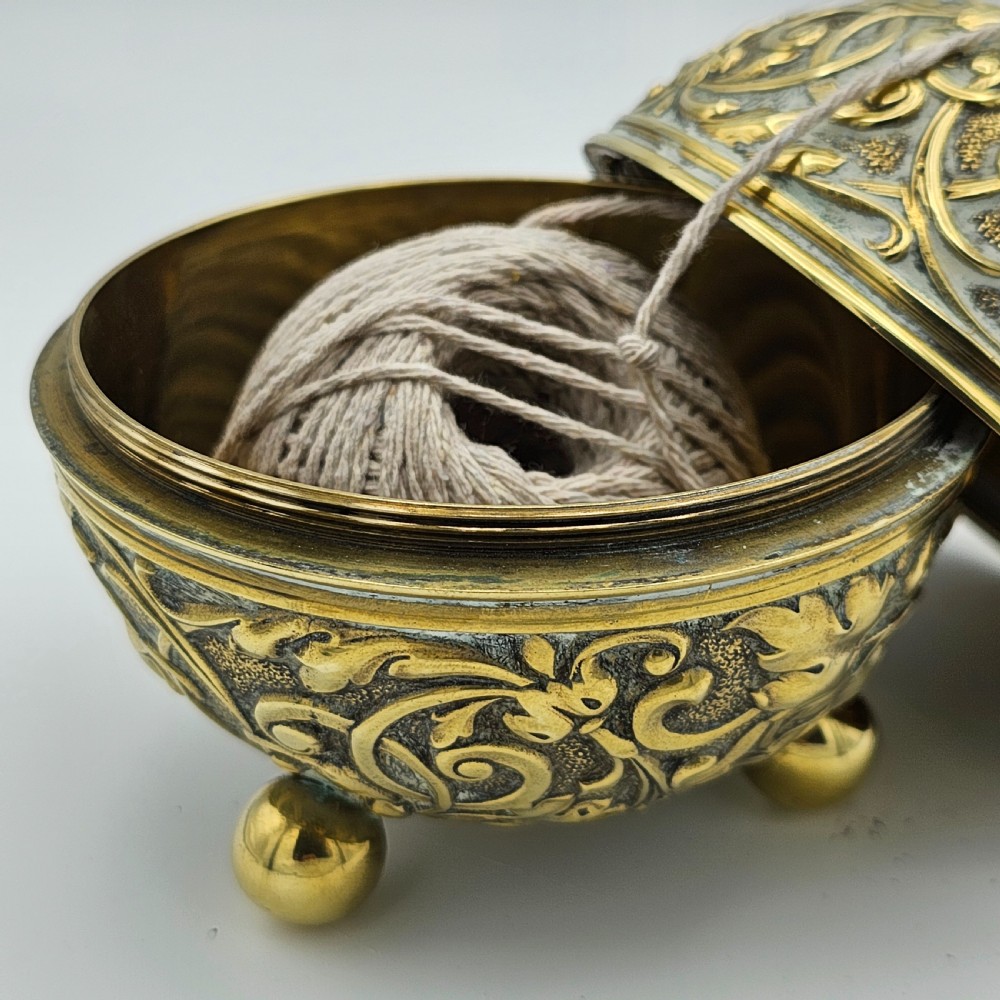 Antique Brass Ball String Holder c1880 View V
