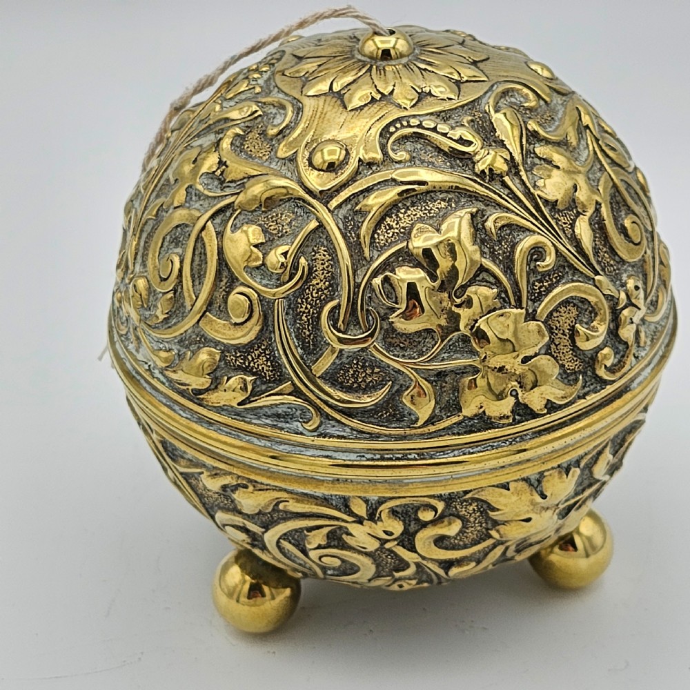 Antique Brass Ball String Holder c1880 View X