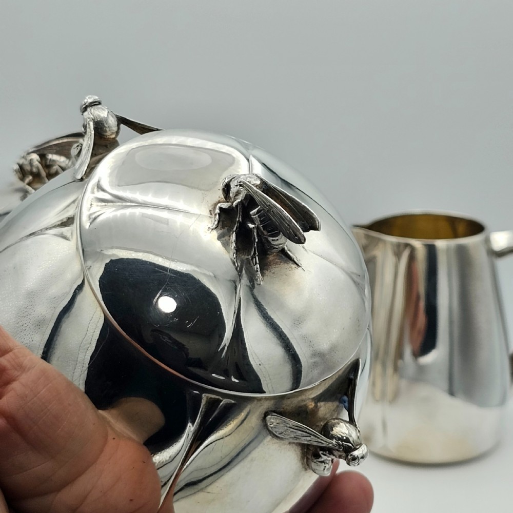 Exceptional French Solid Silver Secessionist Four Piece Tea Set c1900 View XVII