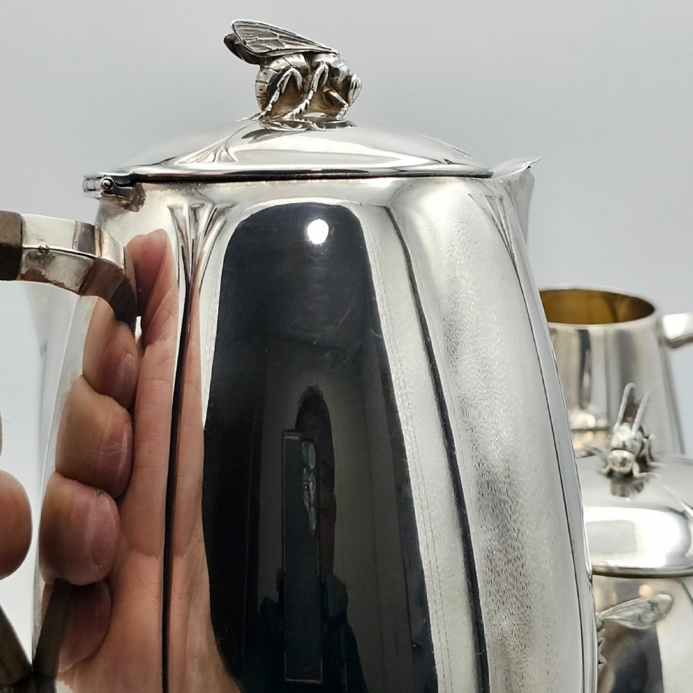 Exceptional French Solid Silver Secessionist Four Piece Tea Set c1900 View XVIII