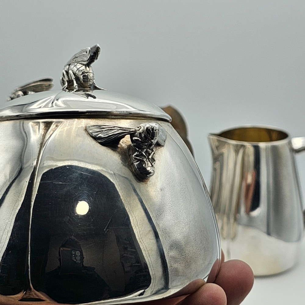 Exceptional French Solid Silver Secessionist Four Piece Tea Set c1900 View XIX