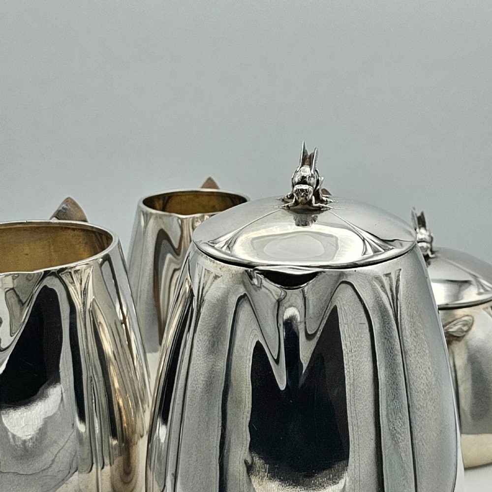 Exceptional French Solid Silver Secessionist Four Piece Tea Set c1900 View XXI
