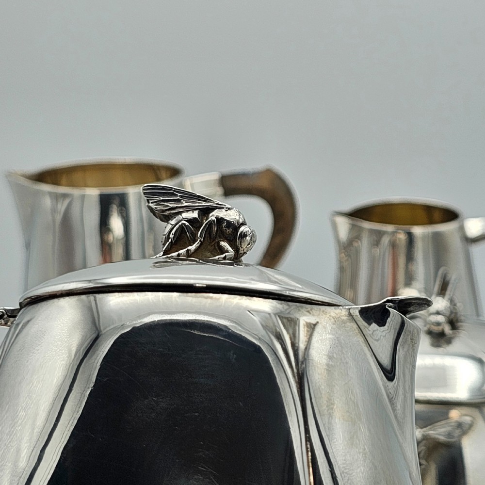 Exceptional French Solid Silver Secessionist Four Piece Tea Set c1900 View XXII