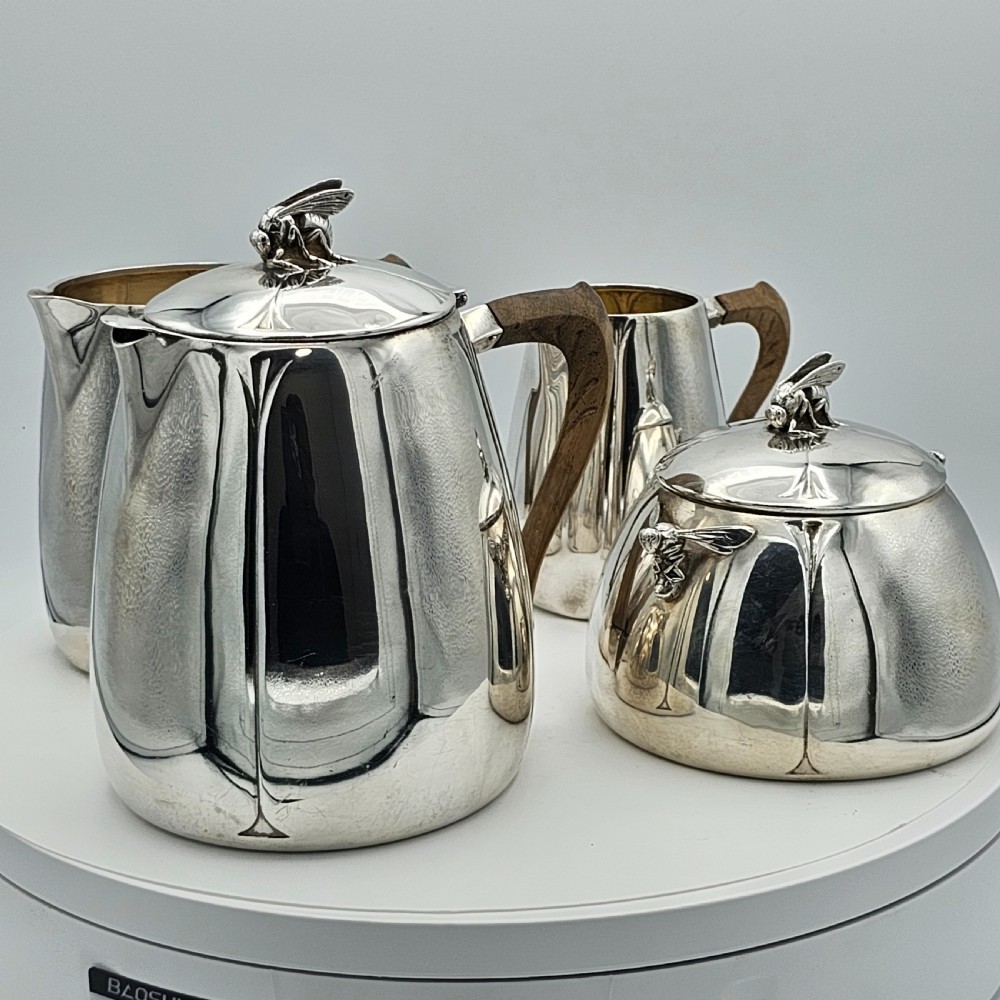 Exceptional French Solid Silver Secessionist Four Piece Tea Set c1900 View XXIV