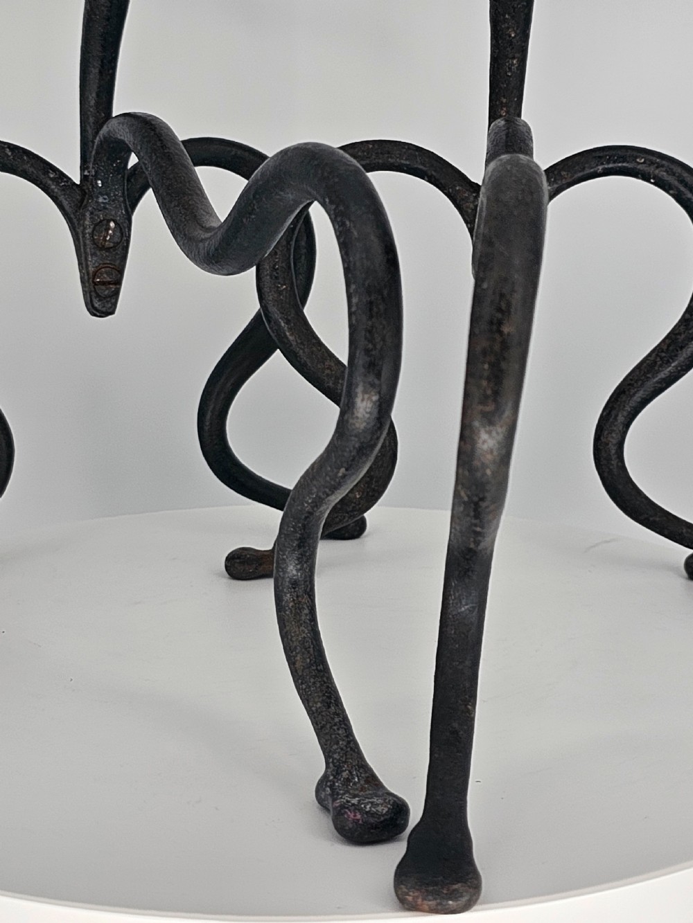 Elegant Pair of Arts and Crafts Brass and Iron Andirons or Fire Dogs c1900 View IX