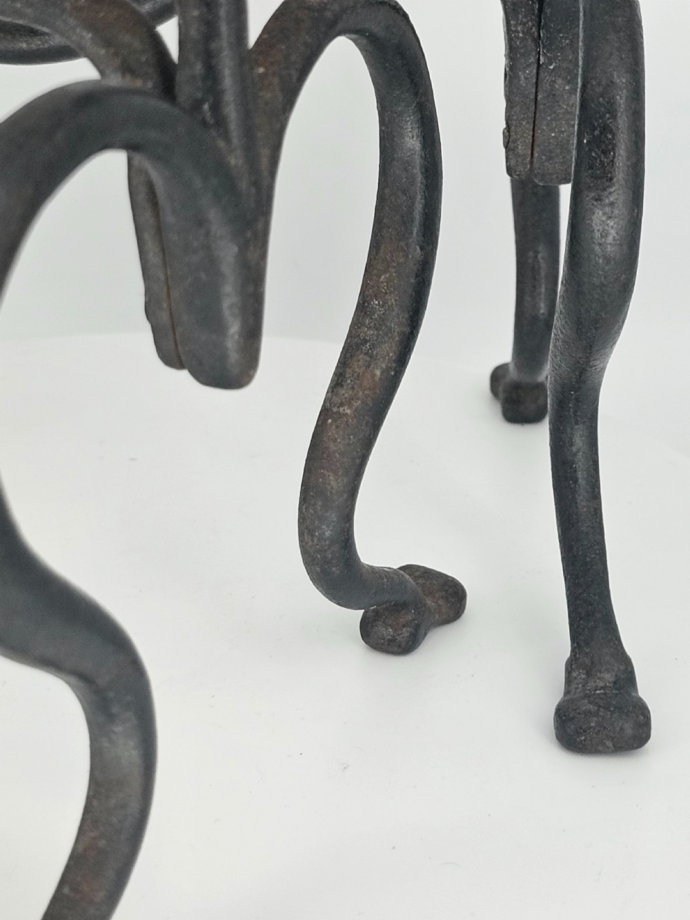 Elegant Pair of Arts and Crafts Brass and Iron Andirons or Fire Dogs c1900 View XII