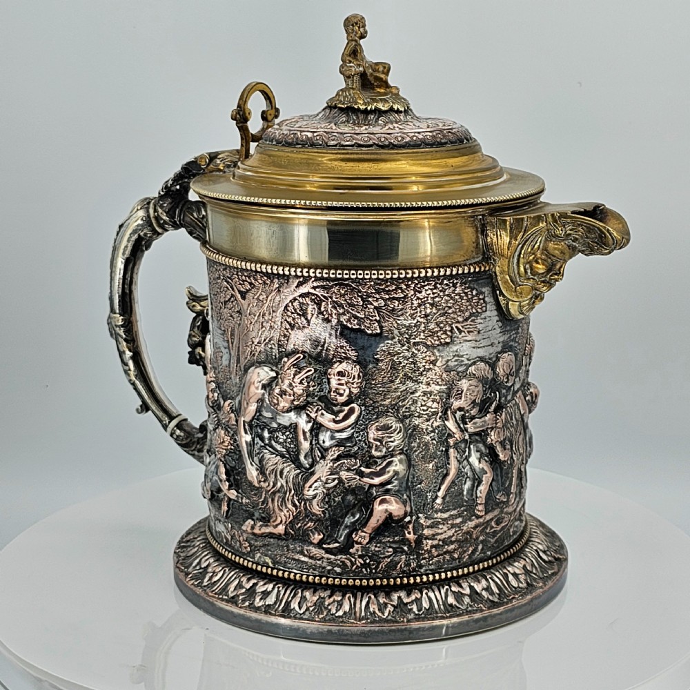 Fabulous Grinsell & Bourne 19thc Large Electrotype Beer Jug View II