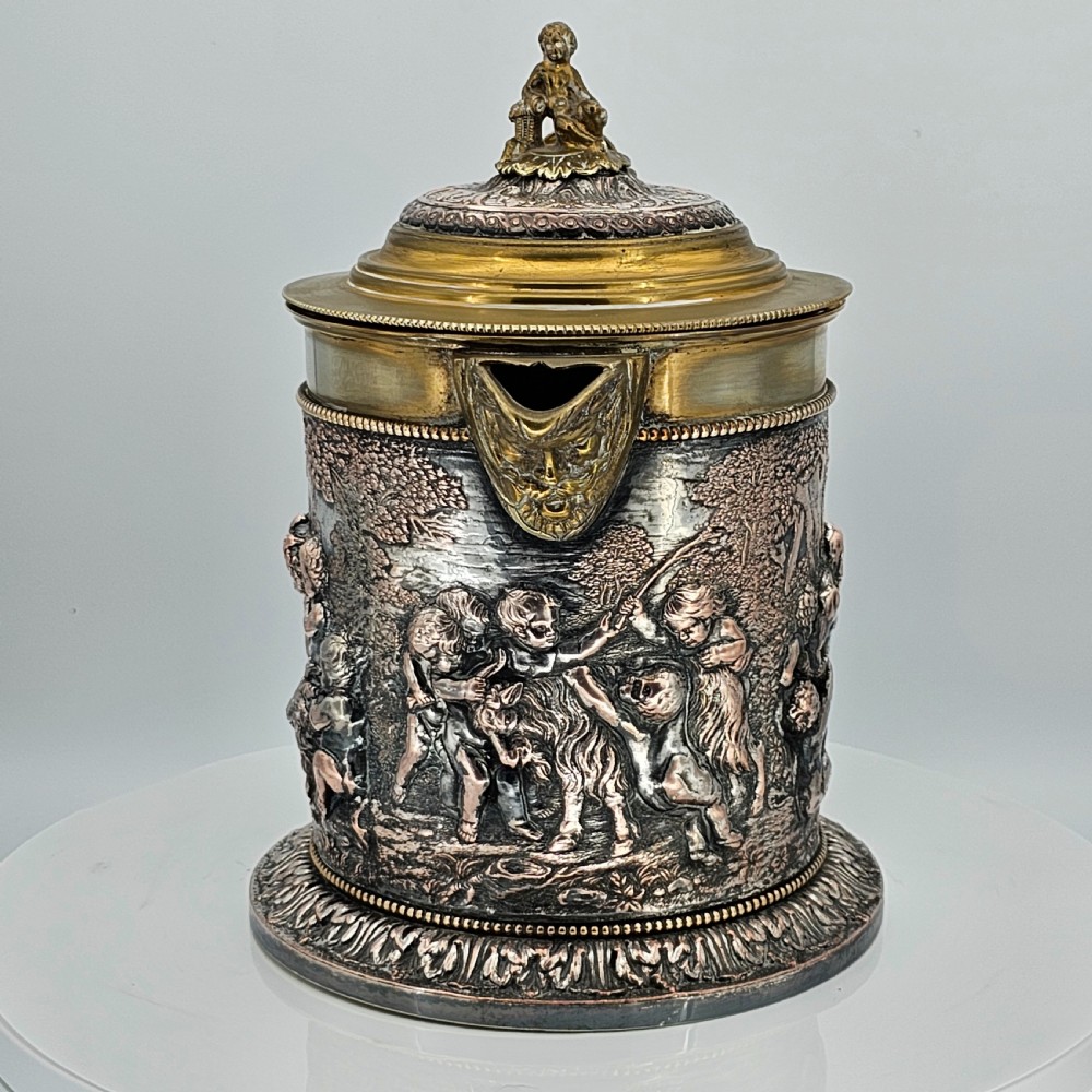 Fabulous Grinsell & Bourne 19thc Large Electrotype Beer Jug View IV