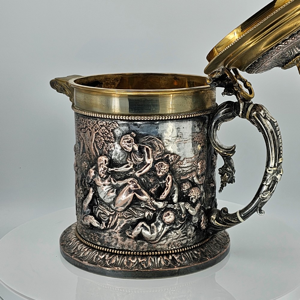 Fabulous Grinsell & Bourne 19thc Large Electrotype Beer Jug View V