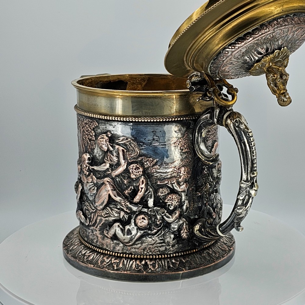 Fabulous Grinsell & Bourne 19thc Large Electrotype Beer Jug View VI