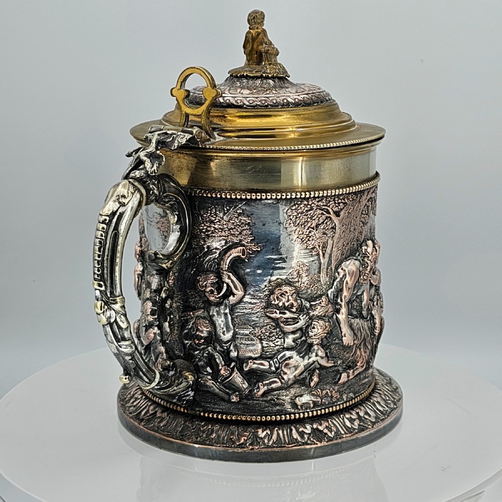Fabulous Grinsell & Bourne 19thc Large Electrotype Beer Jug View VIII