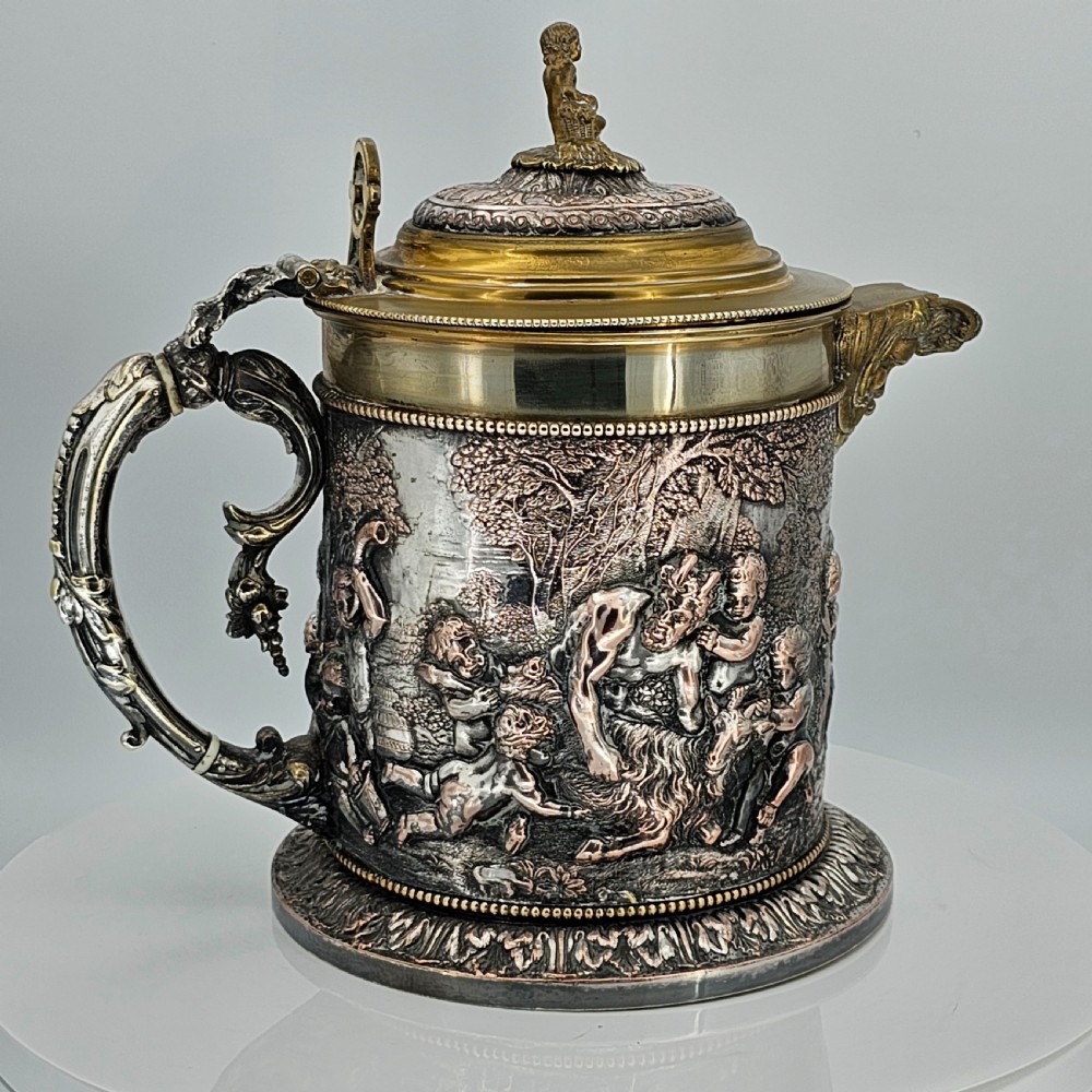 Fabulous Grinsell & Bourne 19thc Large Electrotype Beer Jug View IX