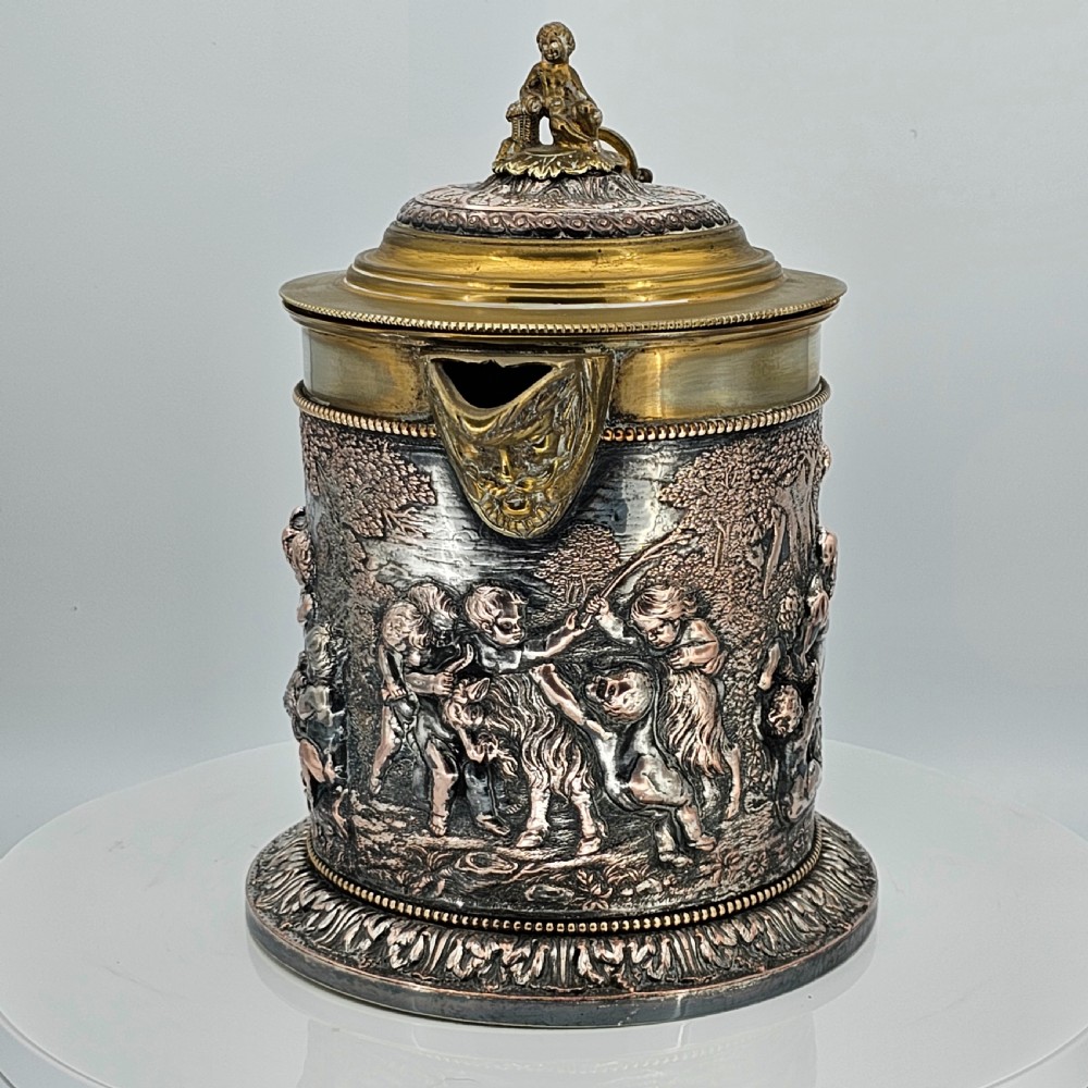 Fabulous Grinsell & Bourne 19thc Large Electrotype Beer Jug View XIII