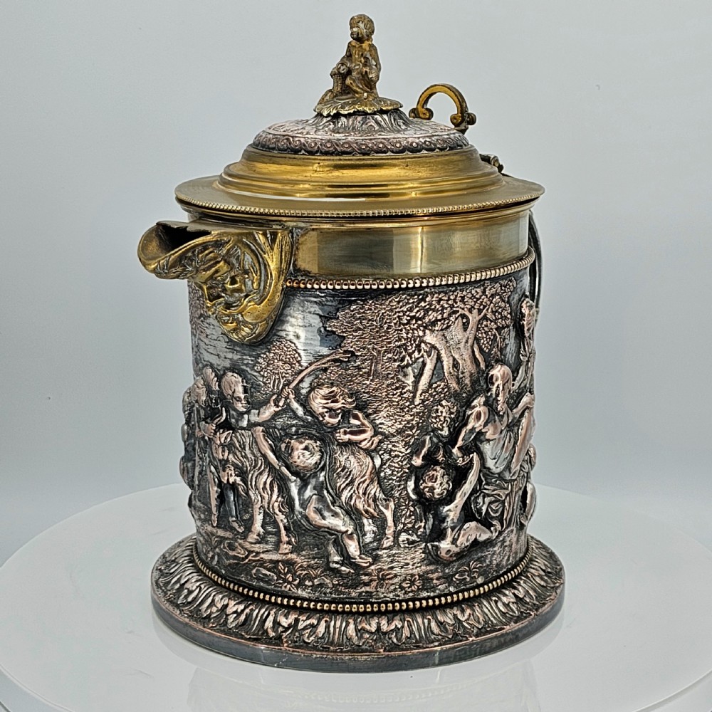 Fabulous Grinsell & Bourne 19thc Large Electrotype Beer Jug View XIV