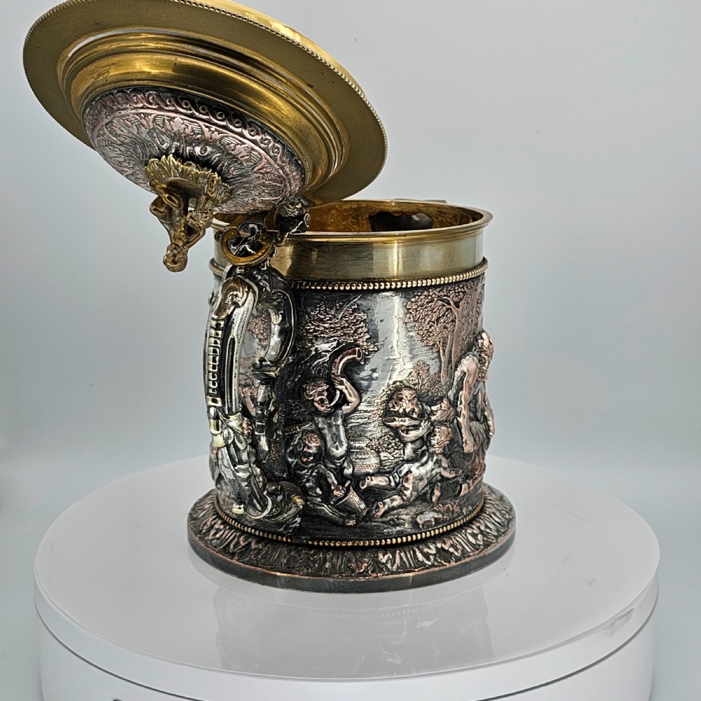Fabulous Grinsell & Bourne 19thc Large Electrotype Beer Jug View XVI
