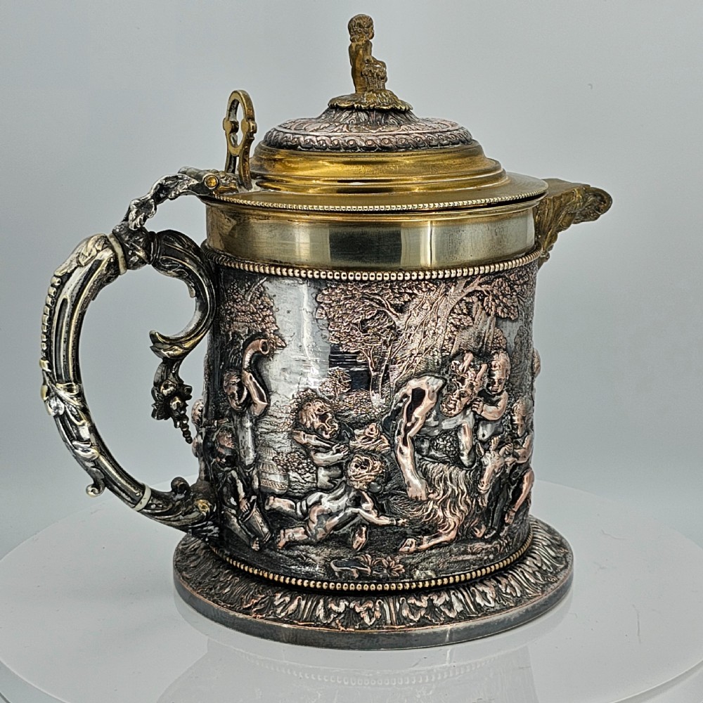 Fabulous Grinsell & Bourne 19thc Large Electrotype Beer Jug View XVII
