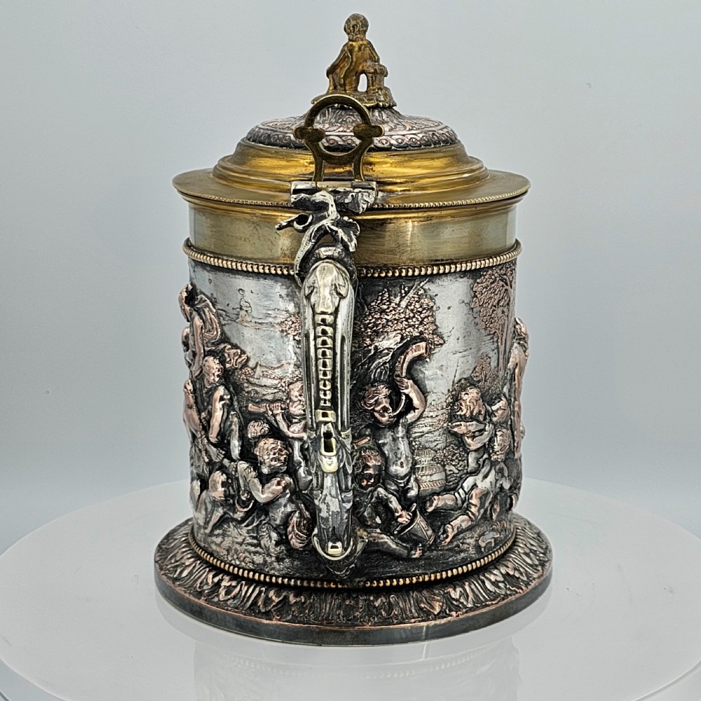 Fabulous Grinsell & Bourne 19thc Large Electrotype Beer Jug View XVIII