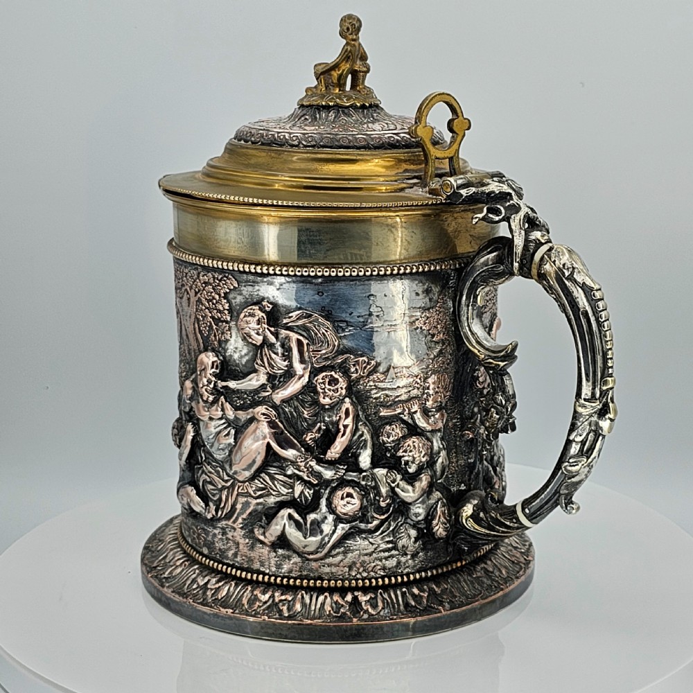 Fabulous Grinsell & Bourne 19thc Large Electrotype Beer Jug View XX