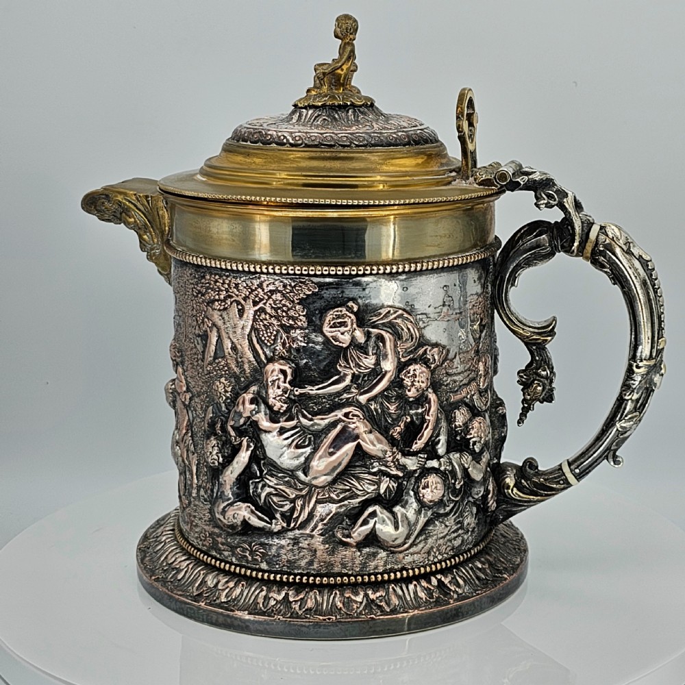 Fabulous Grinsell & Bourne 19thc Large Electrotype Beer Jug View XXI