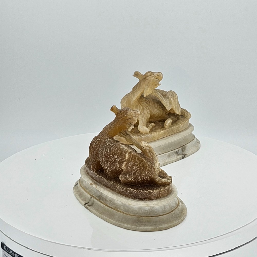 Fine Pair of 19thc Carved Alabaster Grand Tour goats View III